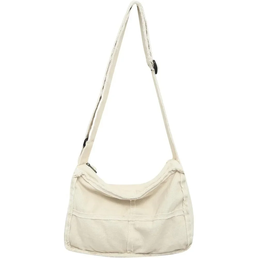 Canvas Hobo Crossbody Bag for Women Men Casual Travel Work Tote Purse